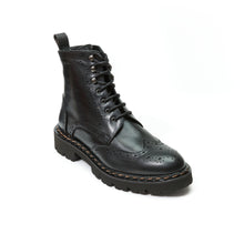 Load image into Gallery viewer, Wing tip derby boot black