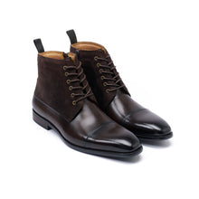 Carica l'immagine nel visualizzatore di Gallery, Straight cap derby ankle boot dark brown