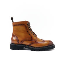 Load image into Gallery viewer, Wing tip derby boot tan brown