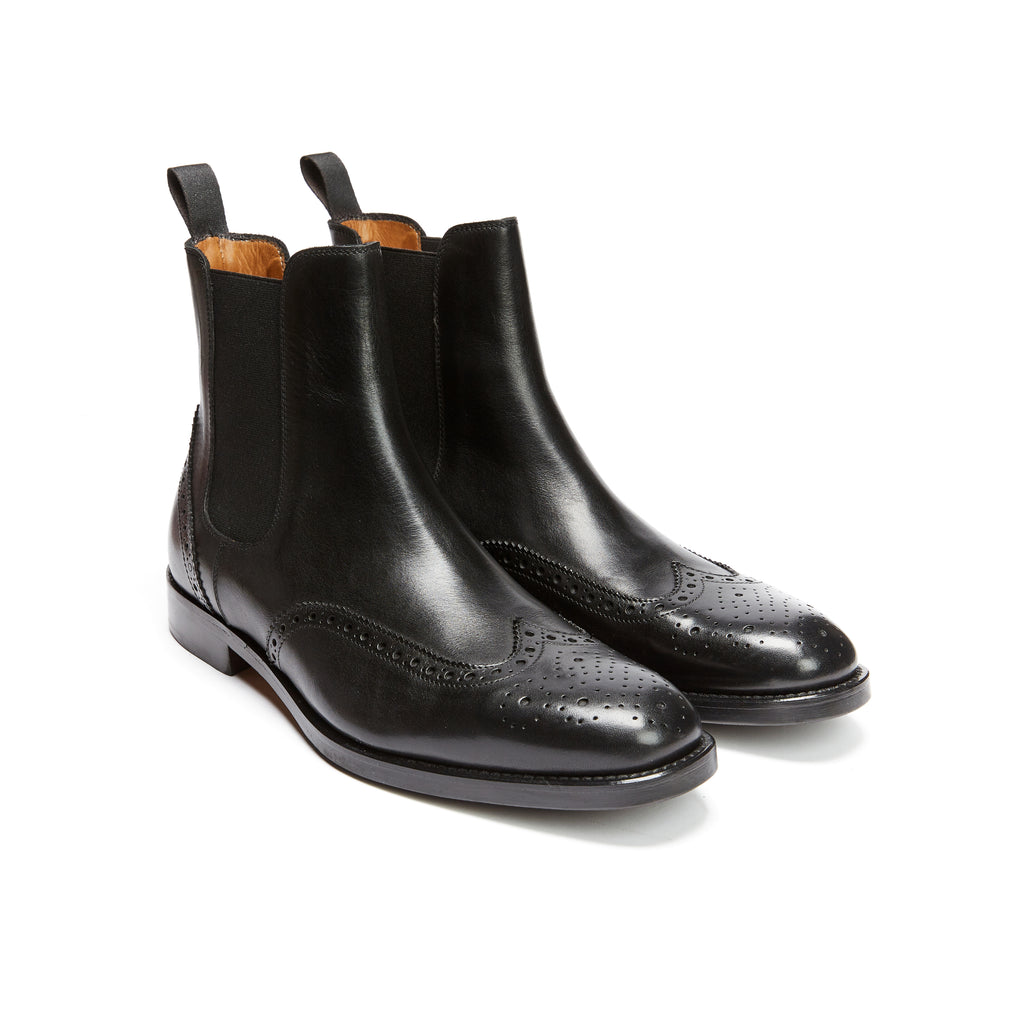 WING TIP CHELSEA BOOT BLACK