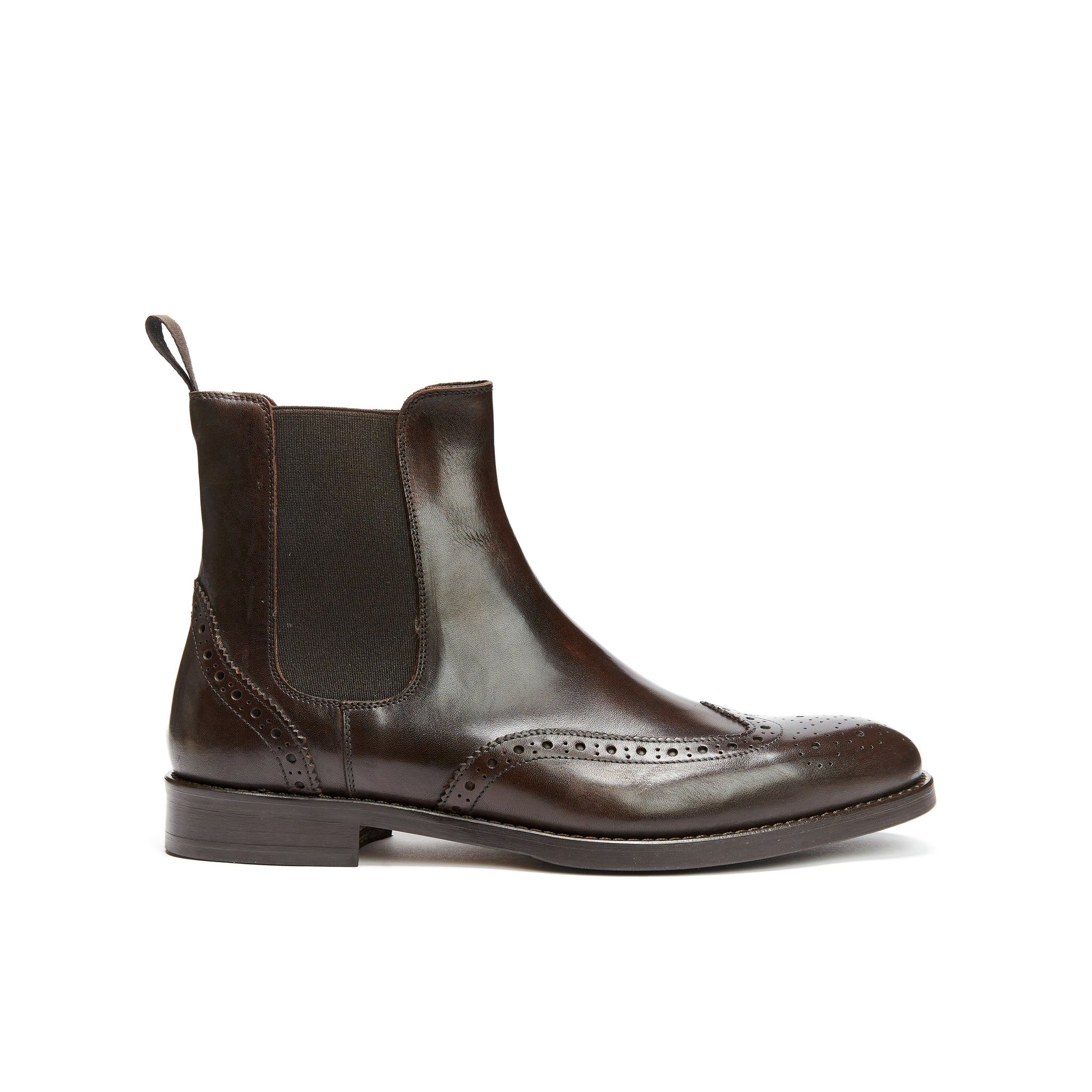 Wing tip chelsea boot dark brown British Passport