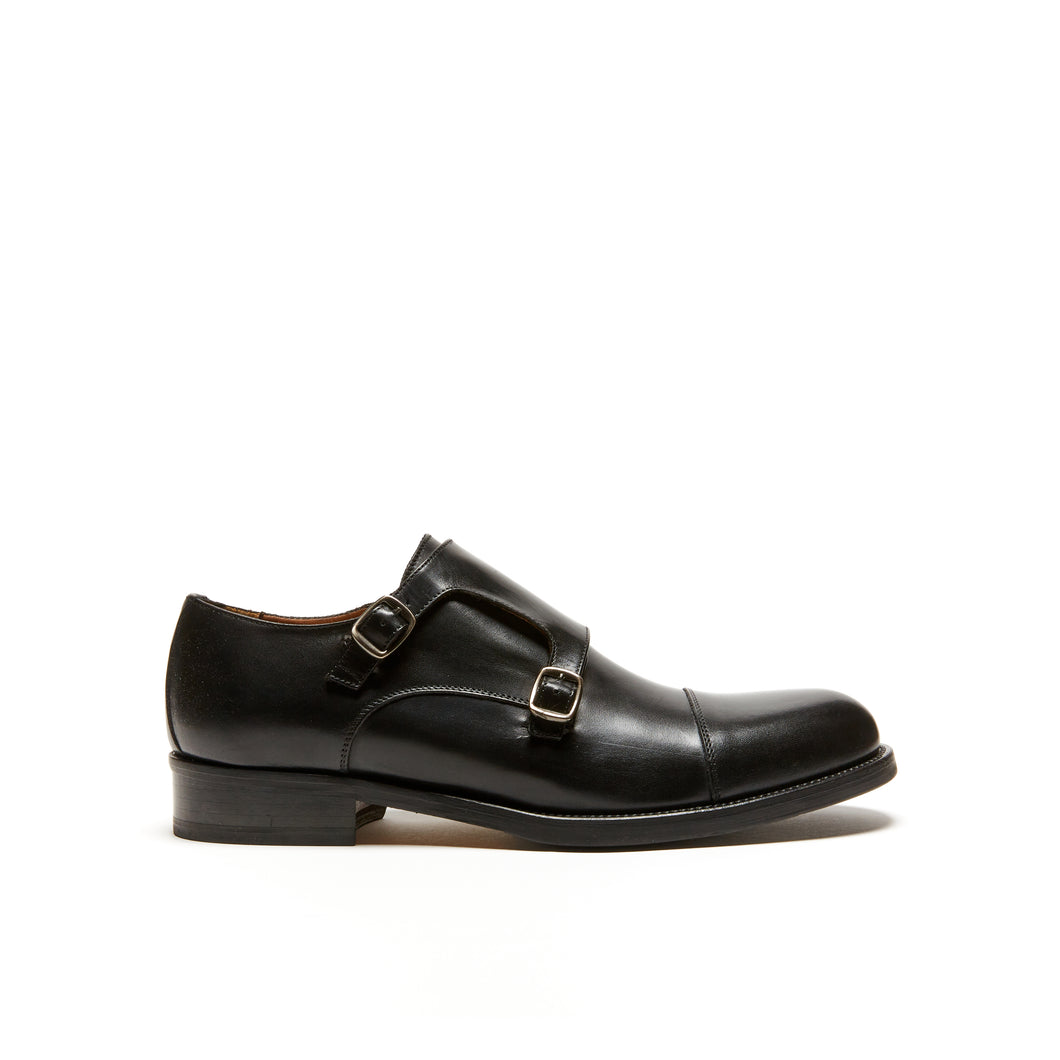 Straight cap monk strap black