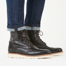 Load image into Gallery viewer, Wing tip derby boot black
