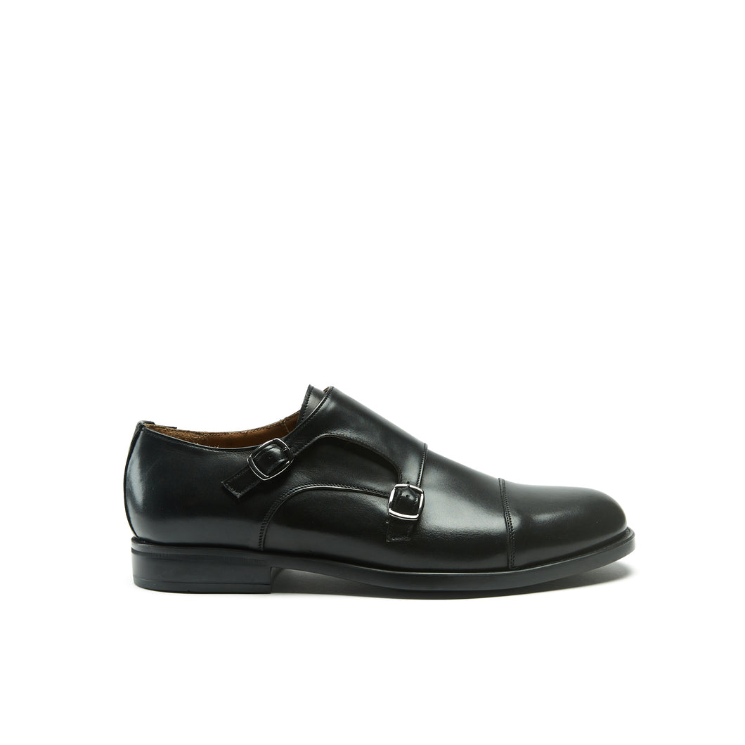 Straight cap monk strap black