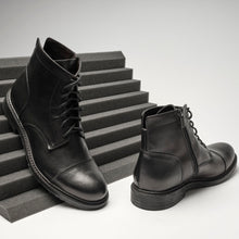 Load image into Gallery viewer, Straight cap derby ankle boot black

