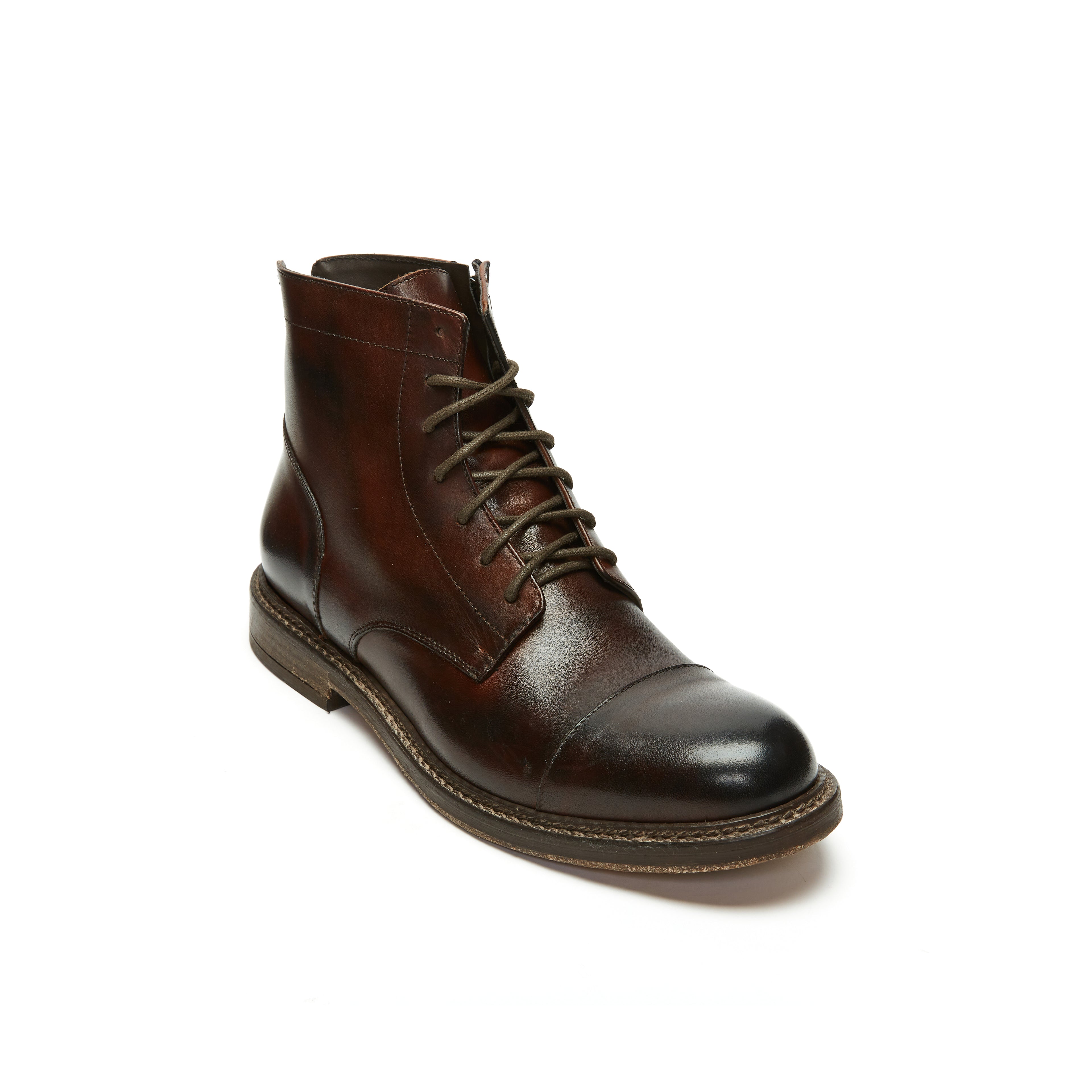STRAIGHT CAP DERBY ANKLE BOOT MAHOGANY BROWN
