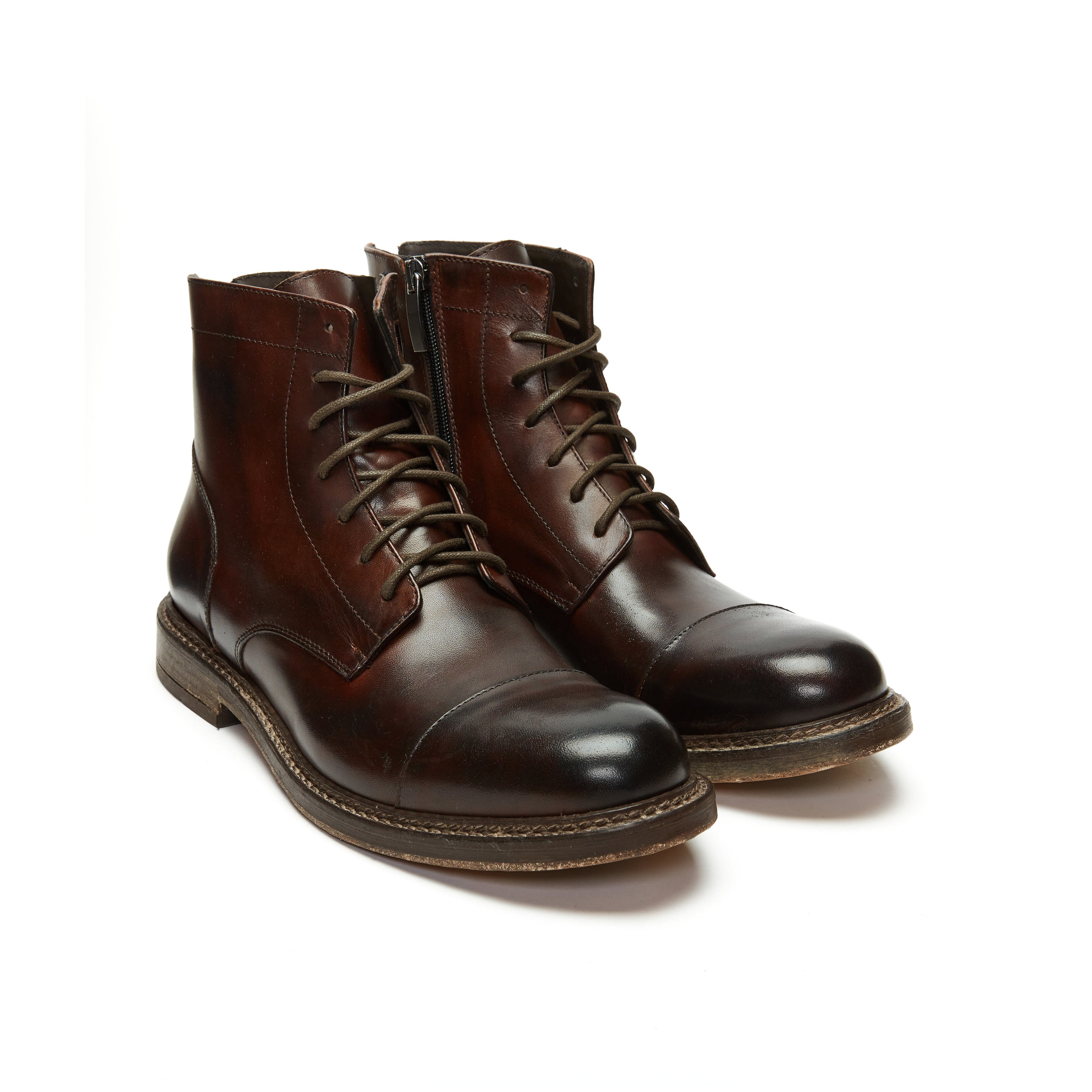 STRAIGHT CAP DERBY ANKLE BOOT MAHOGANY BROWN