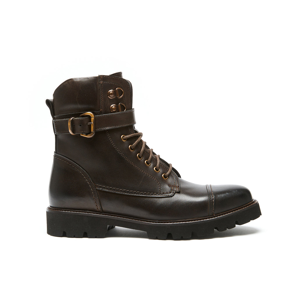 TOE CAP ANKLE BOOT DARK BROWN