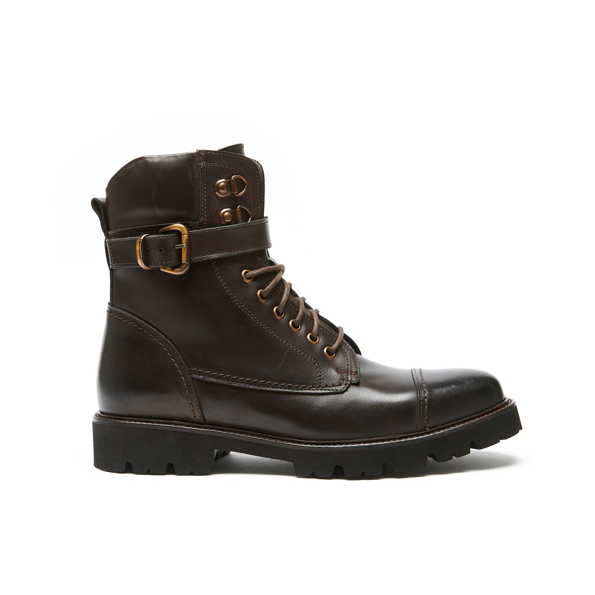TOE CAP ANKLE BOOT DARK BROWN