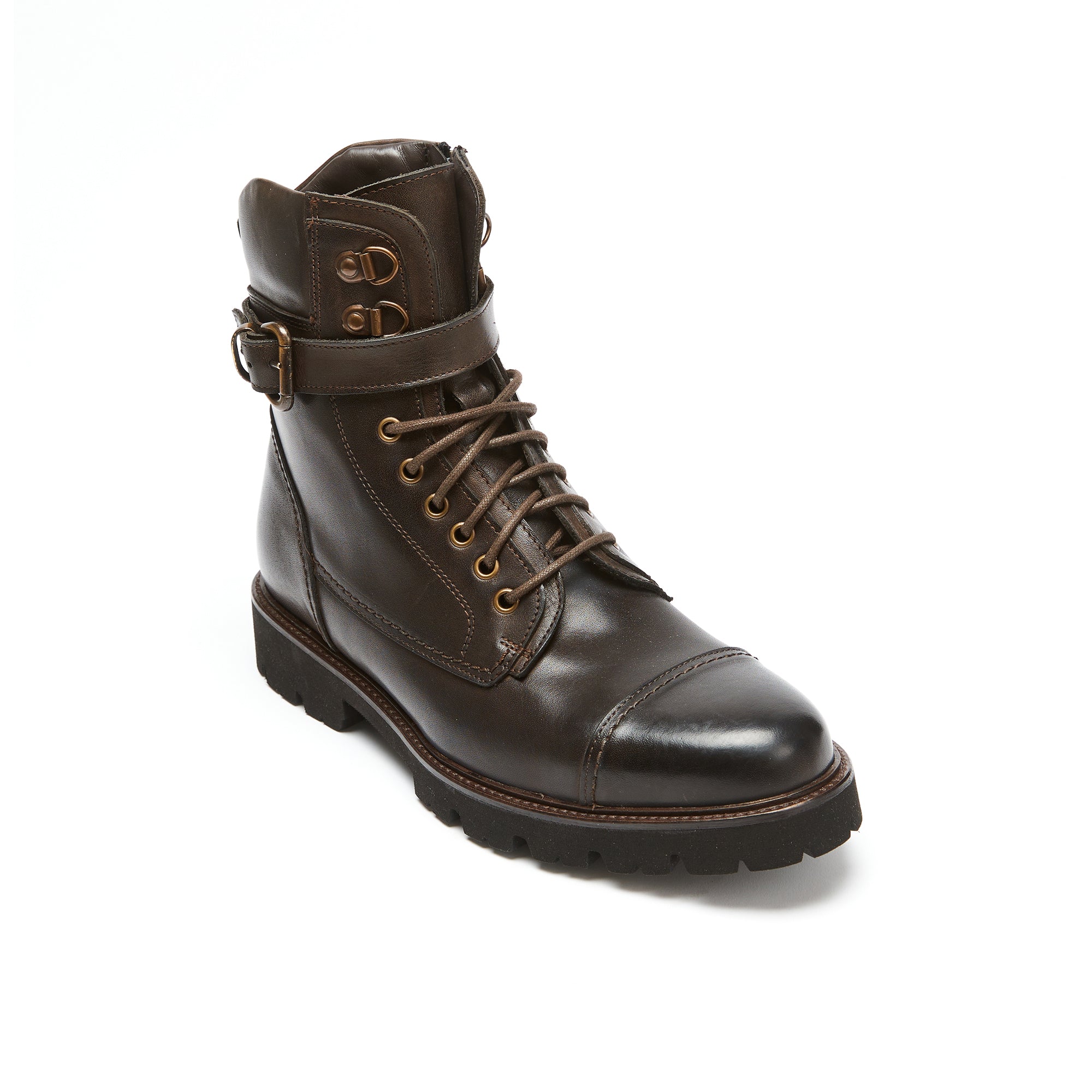 TOE CAP ANKLE BOOT DARK BROWN