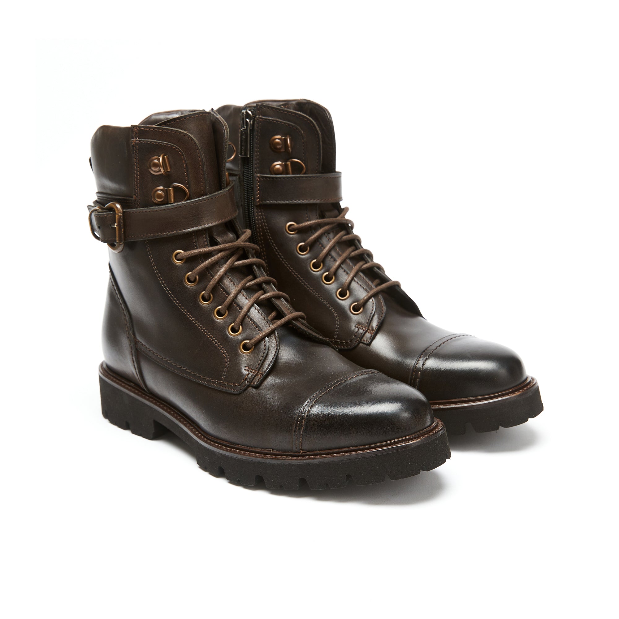TOE CAP ANKLE BOOT DARK BROWN