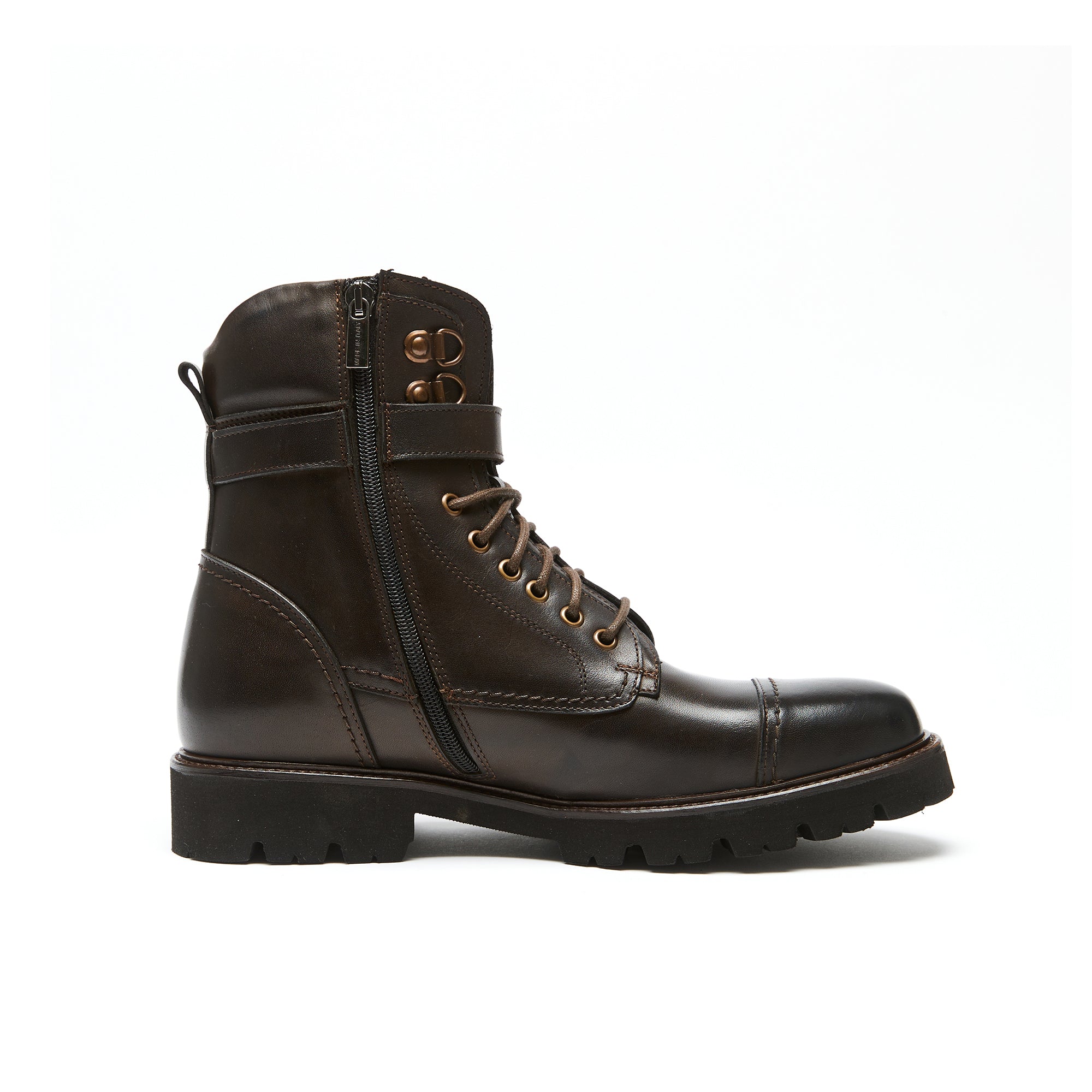 TOE CAP ANKLE BOOT DARK BROWN
