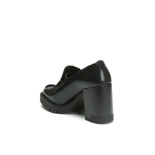 Load image into Gallery viewer, Heeled penny loafer black
