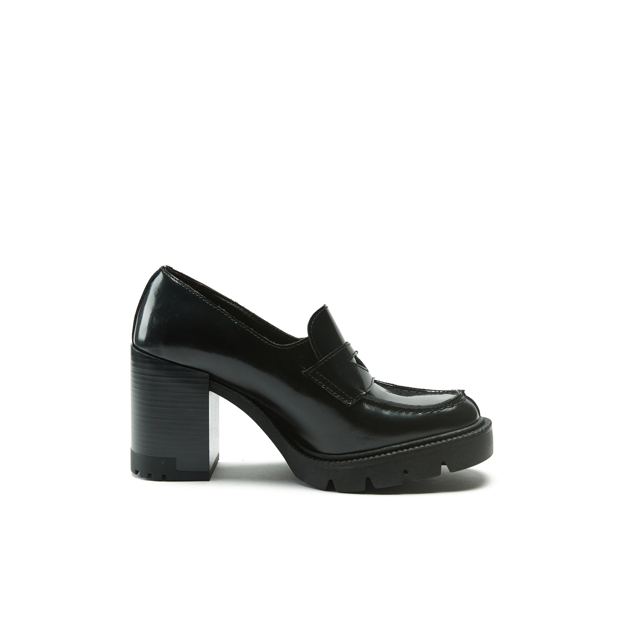 Heeled penny loafer black – British Passport