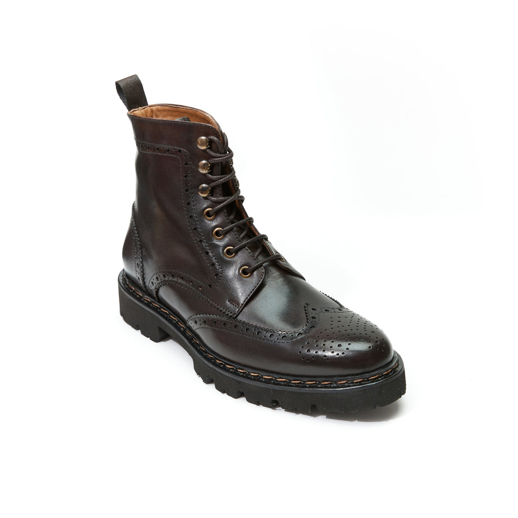 WING TIP DERBY BOOT DARK BROWN