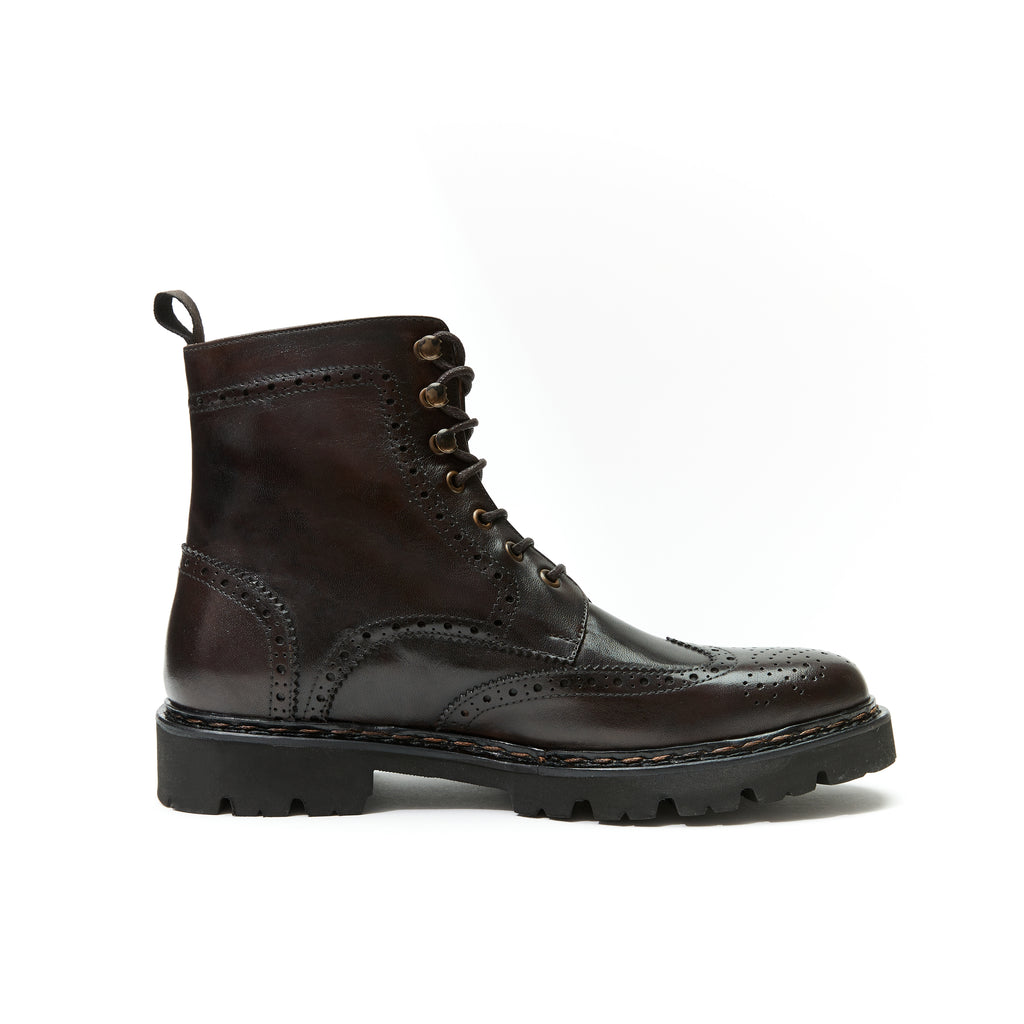 WING TIP DERBY BOOT DARK BROWN