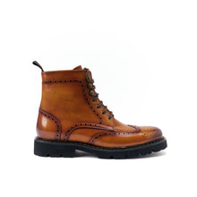 Load image into Gallery viewer, Wing tip derby boot tan brown
