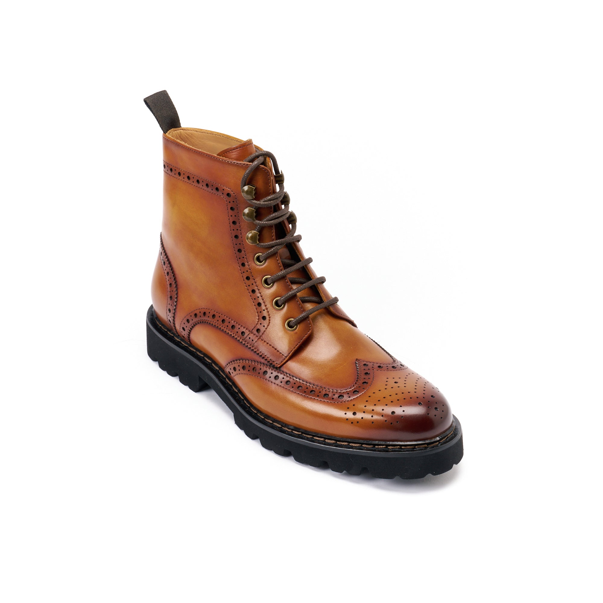 WING TIP DERBY BOOT TAN BROWN