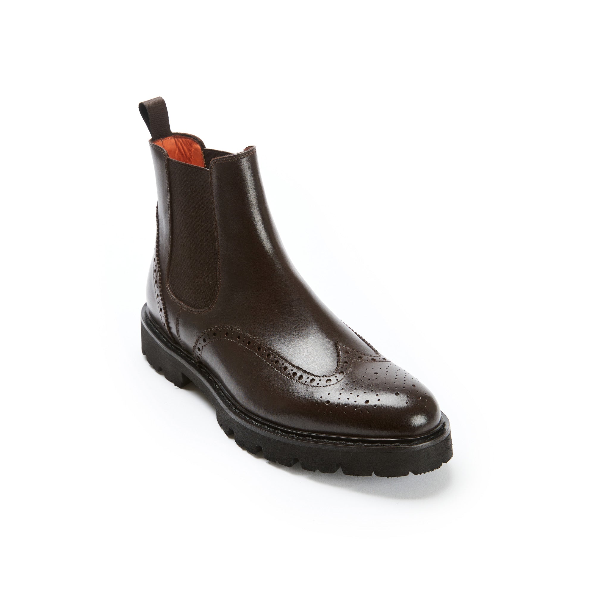 WING TIP CHELSEA BOOT DARK BROWN