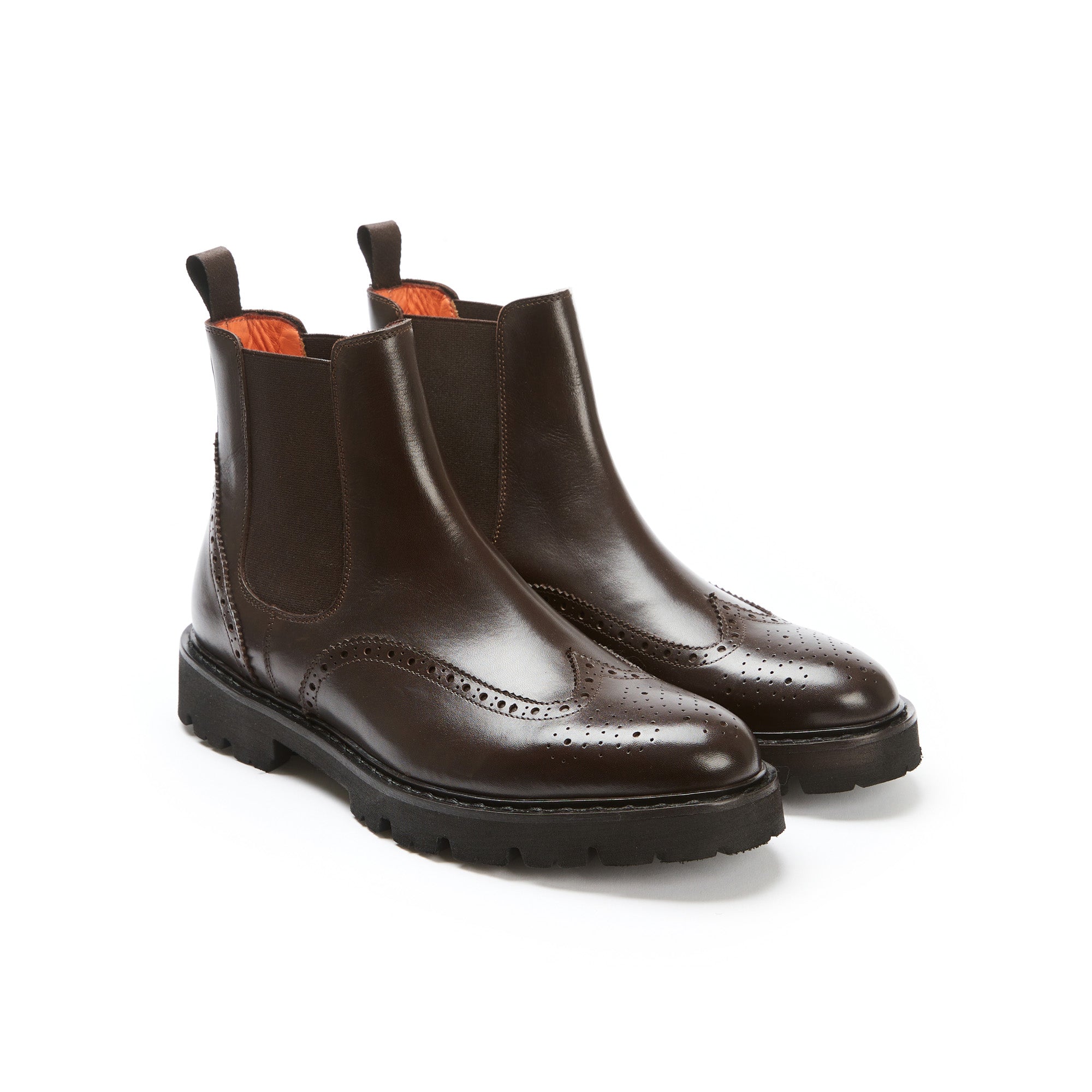WING TIP CHELSEA BOOT DARK BROWN