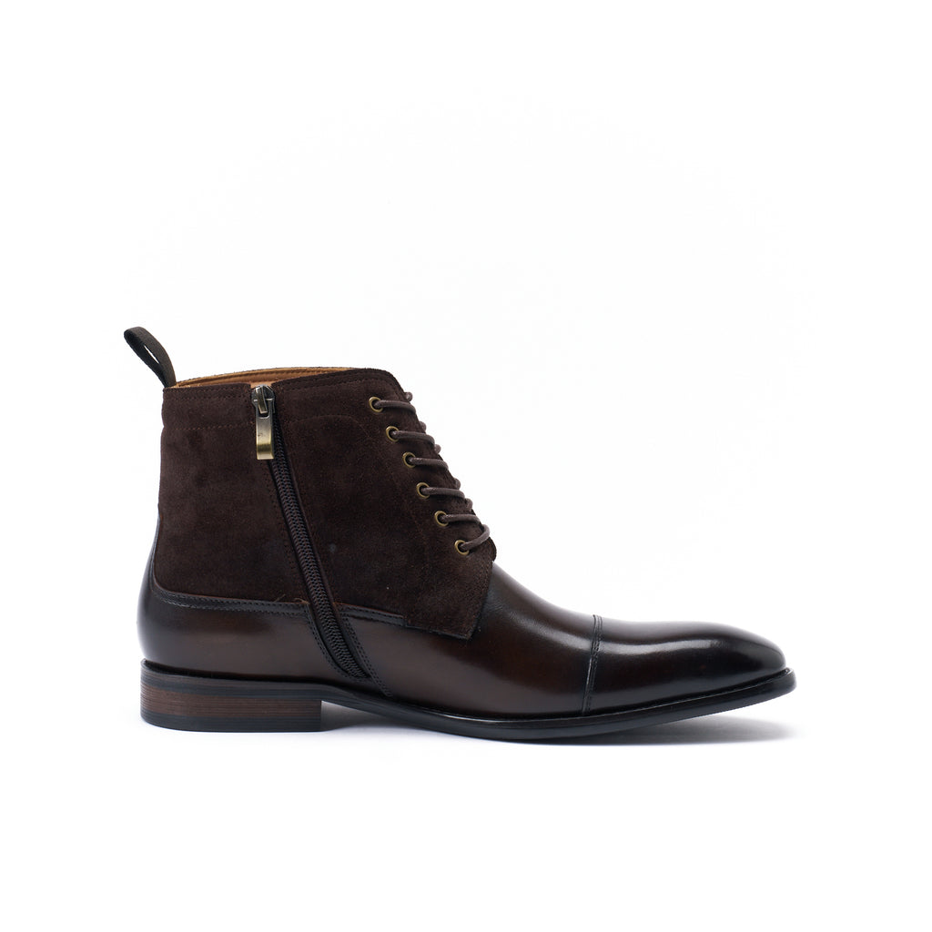 STRAIGHT CAP DERBY ANKLE BOOT DARK BROWN