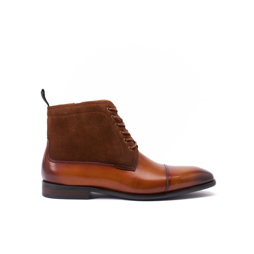 STRAIGHT CAP DERBY ANKLE BOOT TAN BROWN