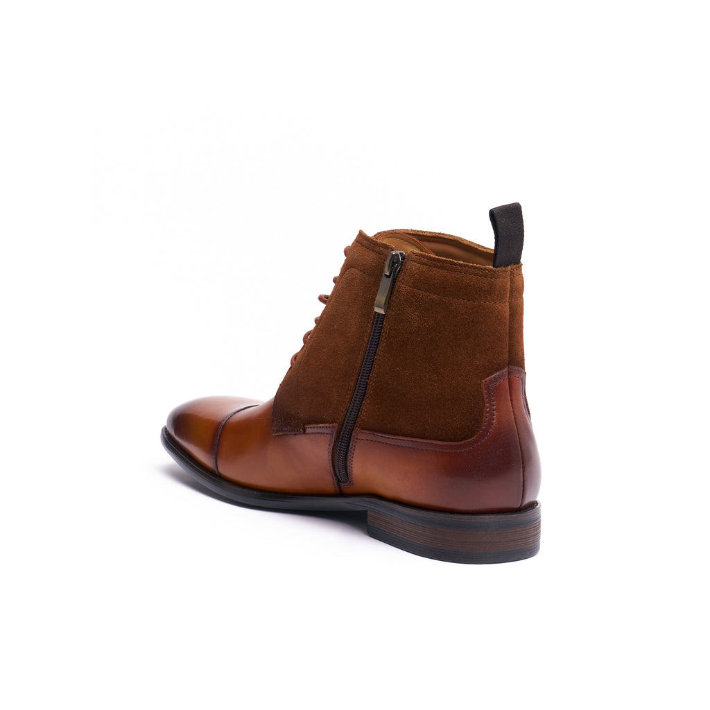 STRAIGHT CAP DERBY ANKLE BOOT TAN BROWN
