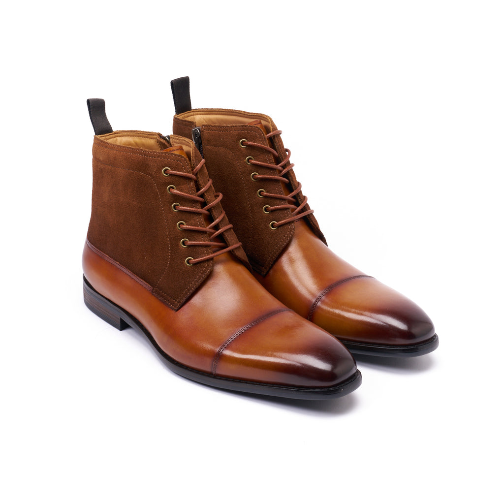 STRAIGHT CAP DERBY ANKLE BOOT TAN BROWN
