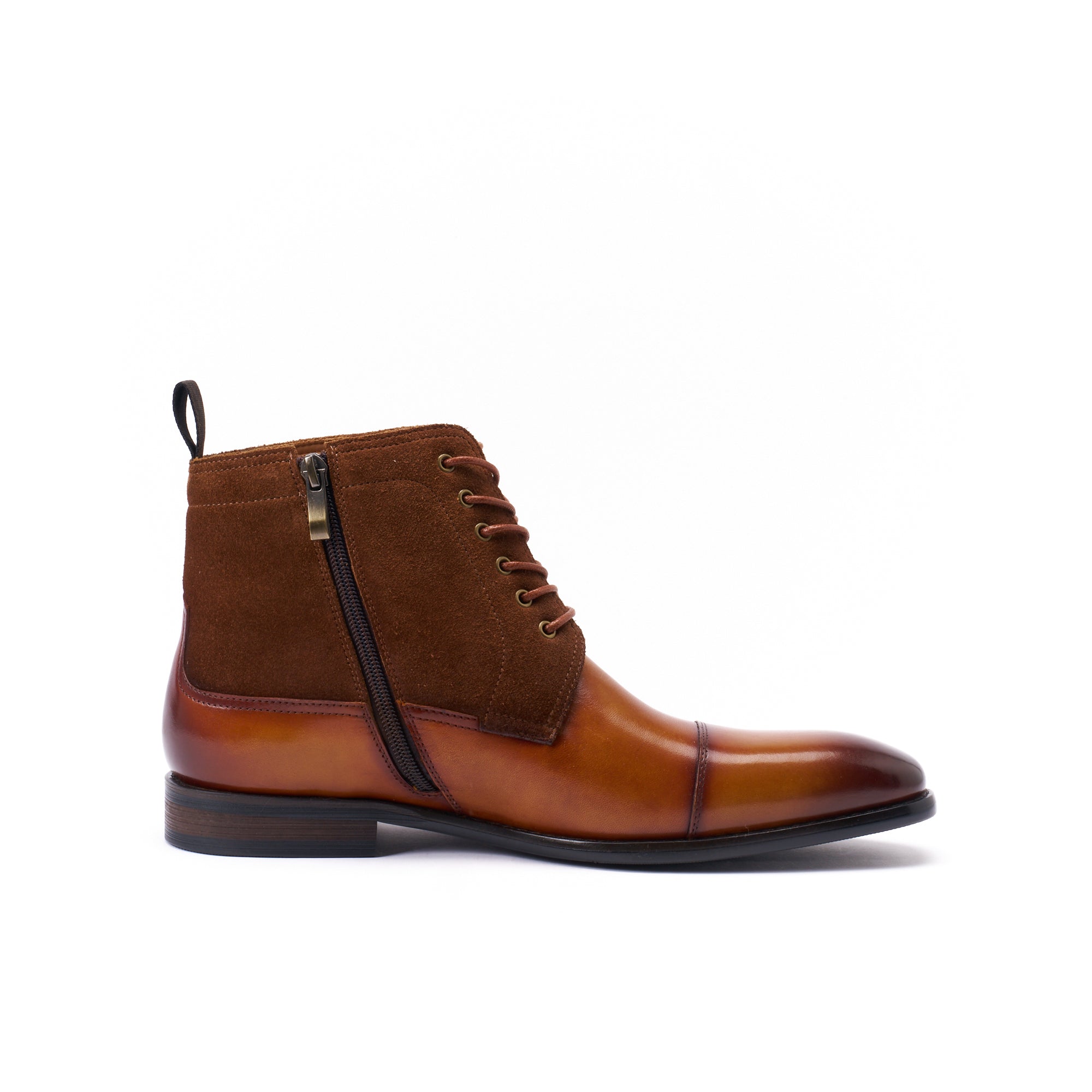 STRAIGHT CAP DERBY ANKLE BOOT TAN BROWN
