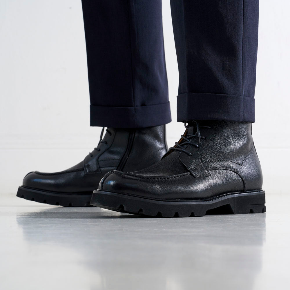 Apron derby ankle boot black