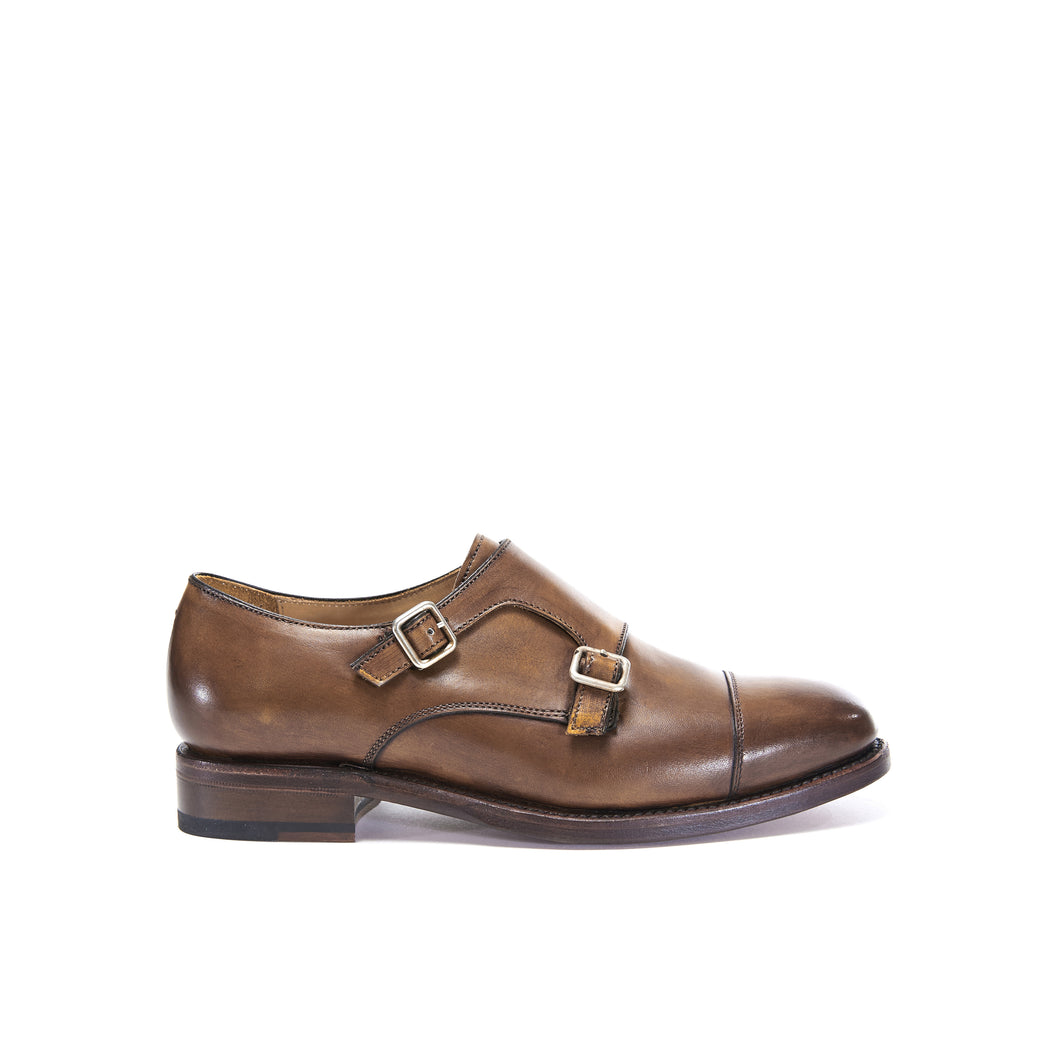 Goodyear straight cap monk strap chestnut brown