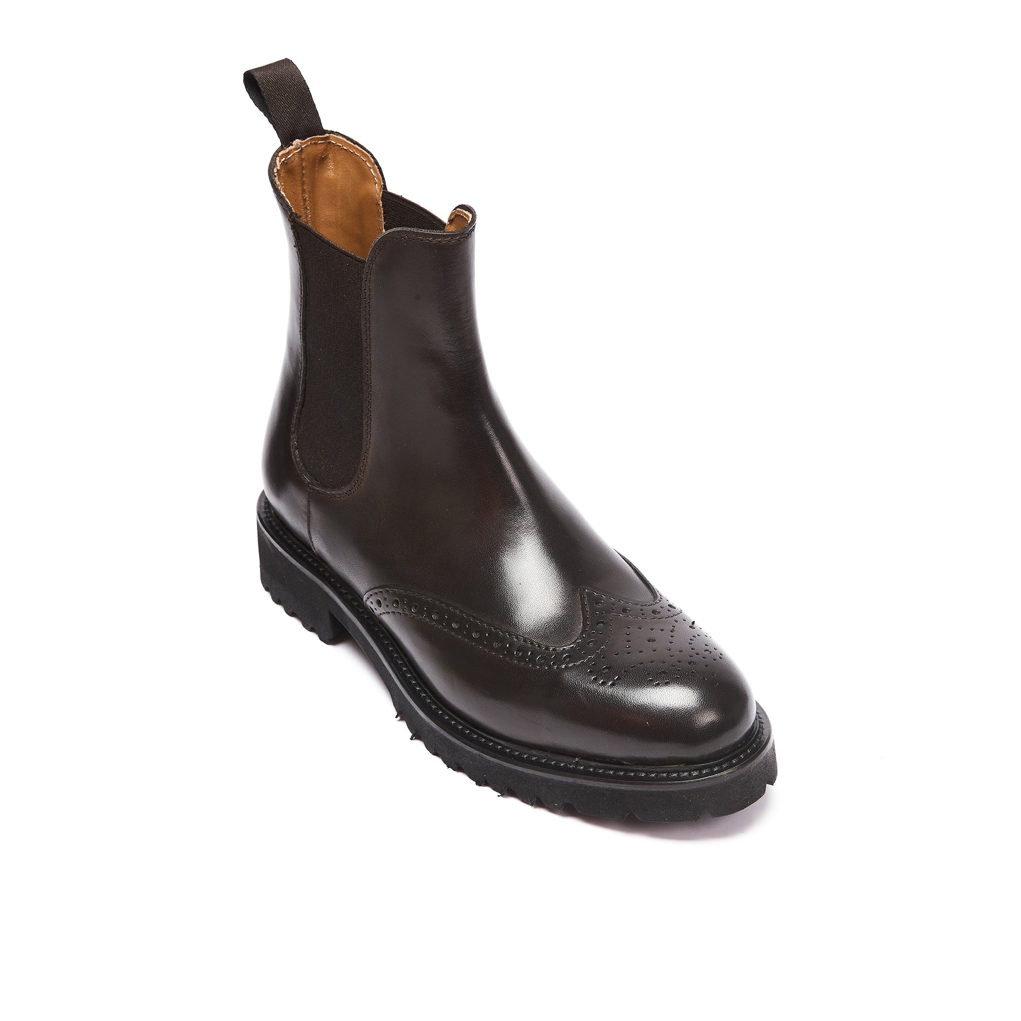WING TIP CHELSEA BOOT DARK BROWN