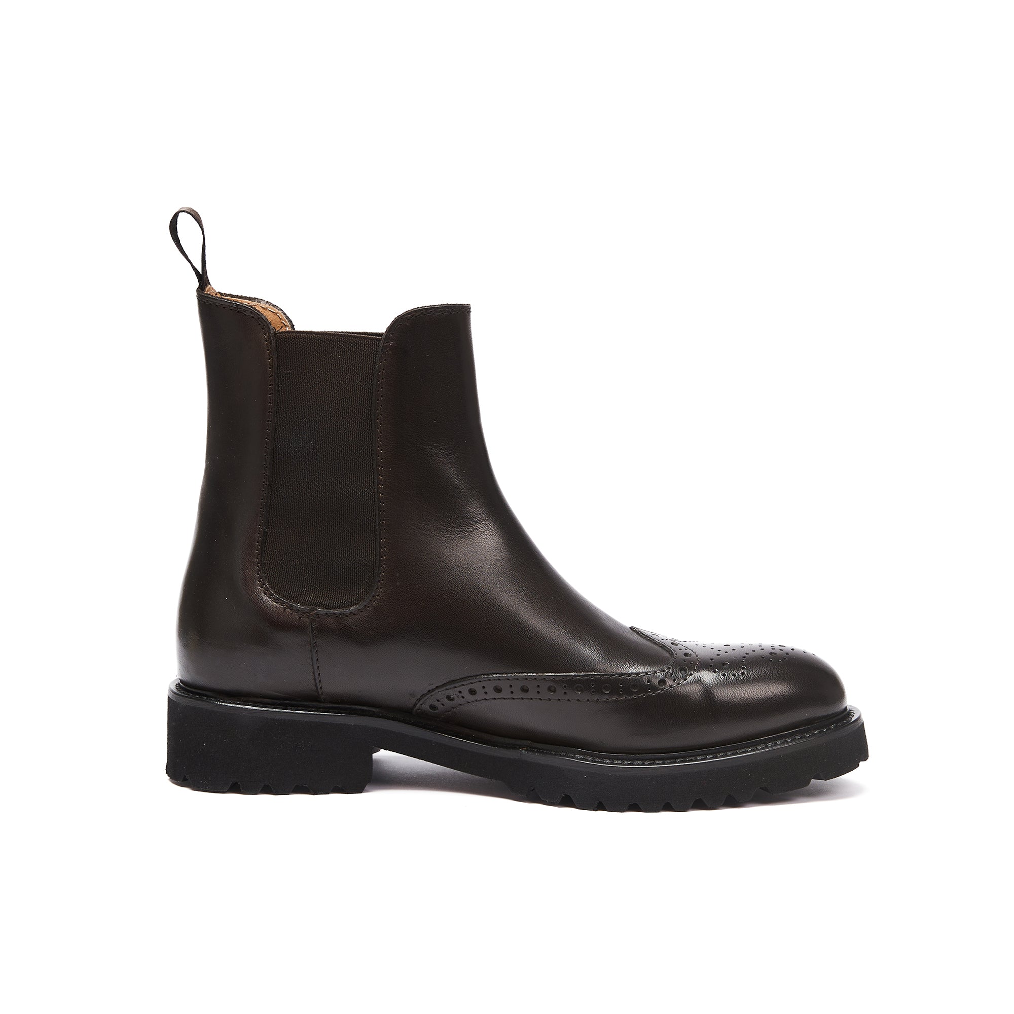 WING TIP CHELSEA BOOT DARK BROWN