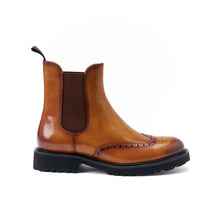 Load image into Gallery viewer, Wing tip Chelsea boot tan brown
