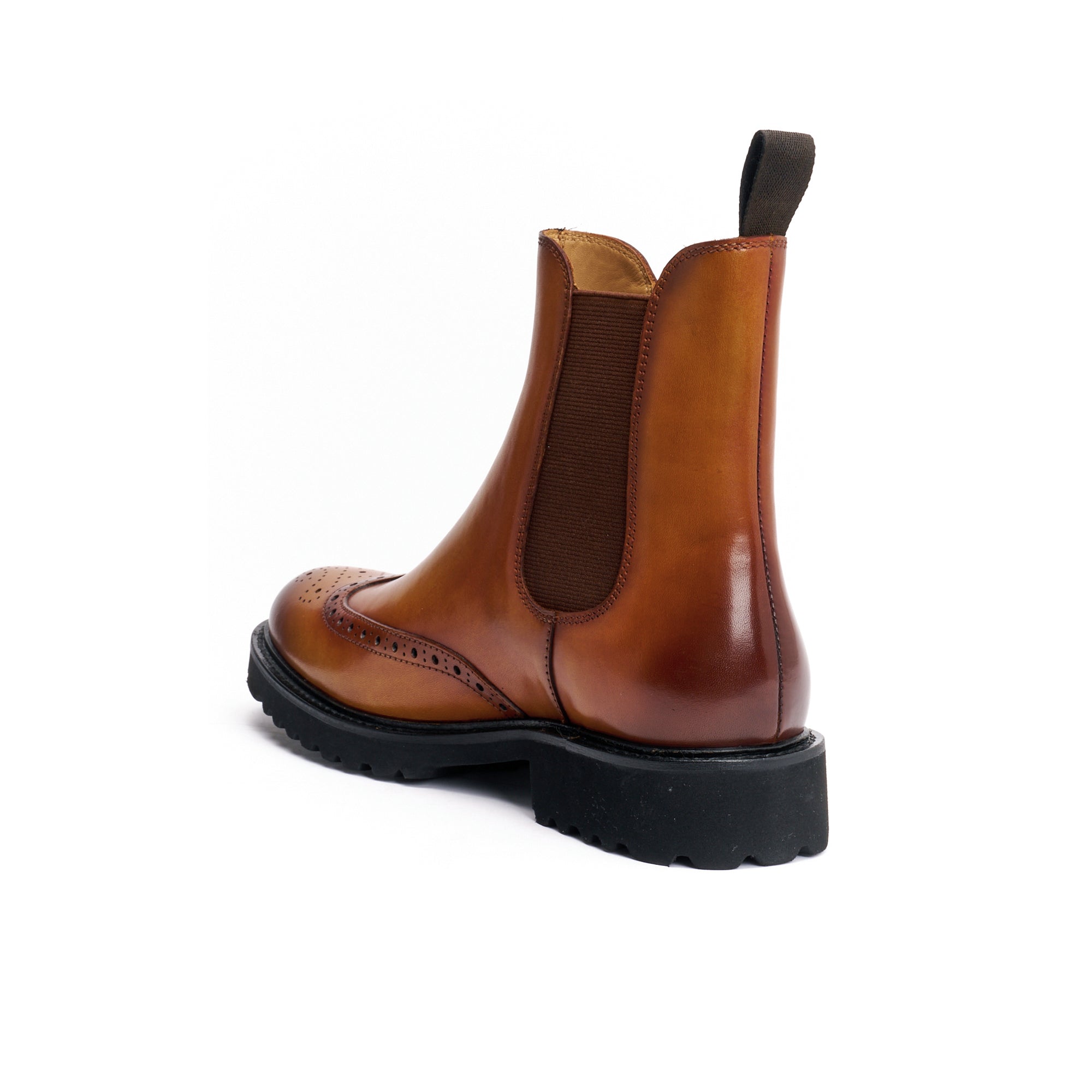 WING TIP CHELSEA BOOT TAN BROWN