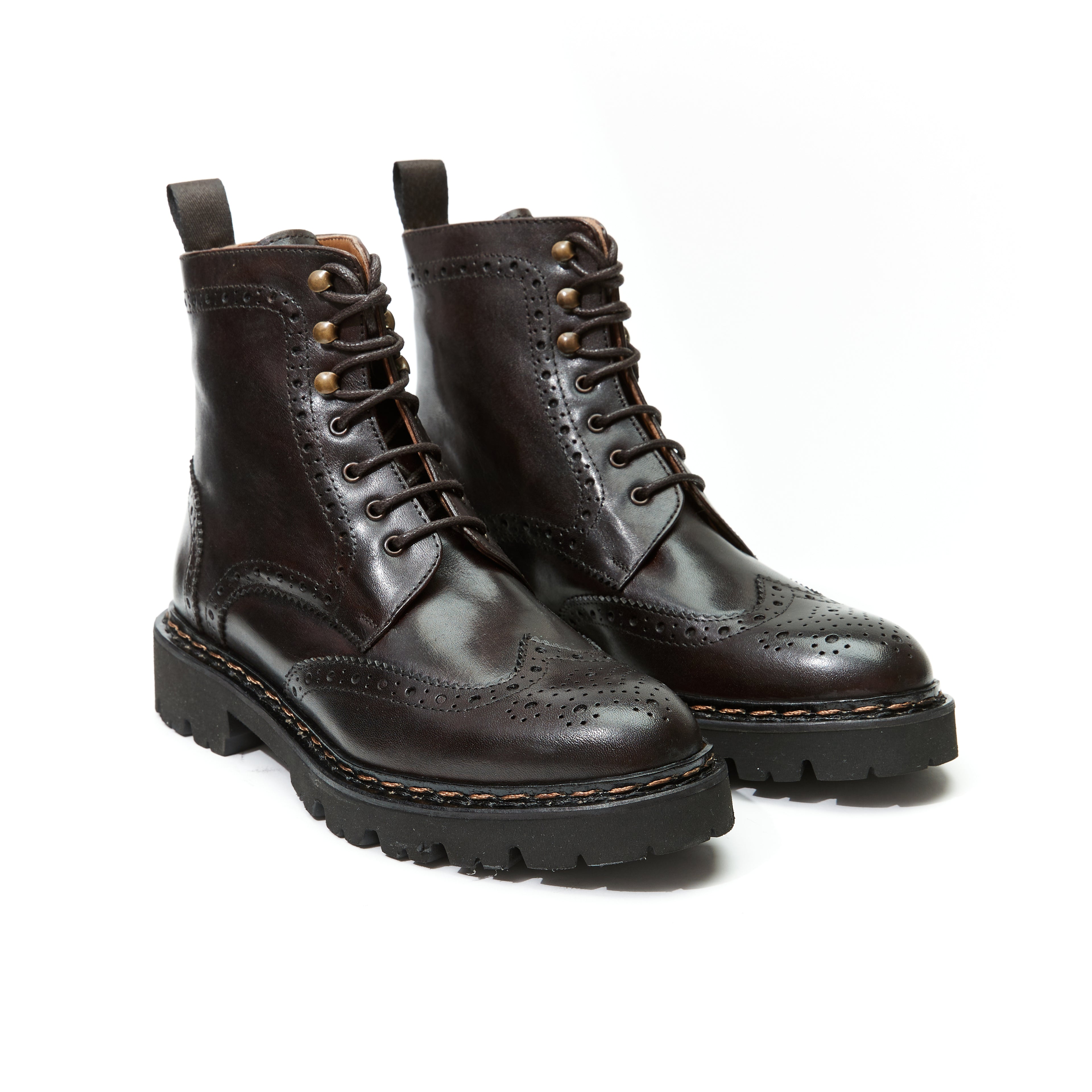 WING TIP DERBY BOOT DARK BROWN