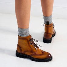 Load image into Gallery viewer, Wing tip derby boot tan brown
