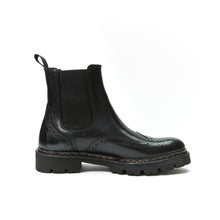 Load image into Gallery viewer, Wing tip Chelsea boot black
