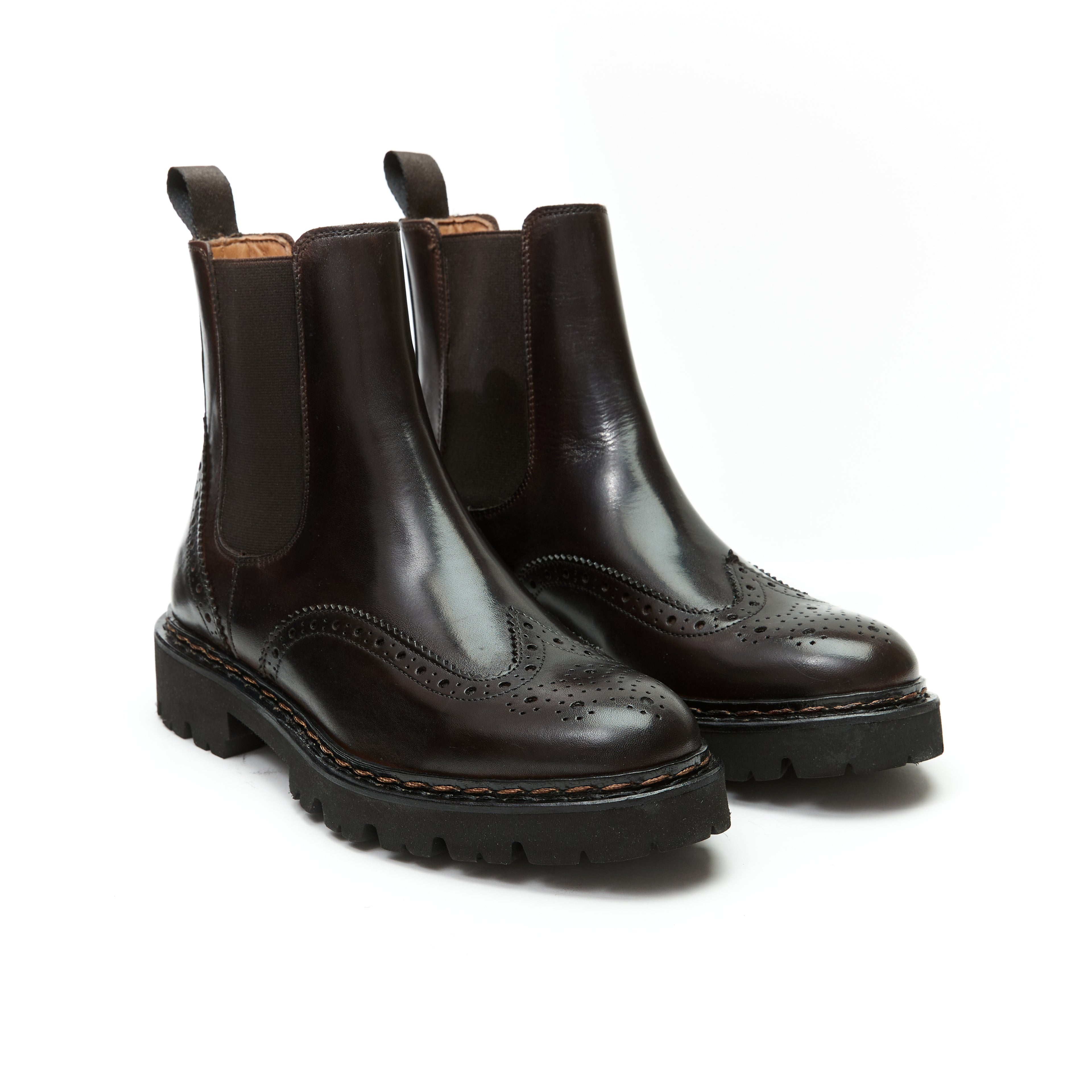 WING TIP CHELSEA BOOT DARK BROWN