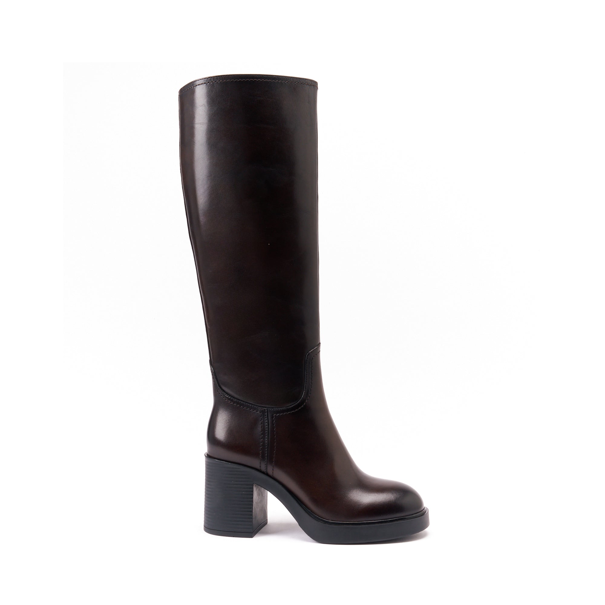 HEELED HIGHT TUBULAR BOOT DARK BROWN