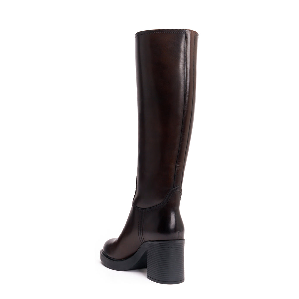 HEELED HIGHT TUBULAR BOOT DARK BROWN