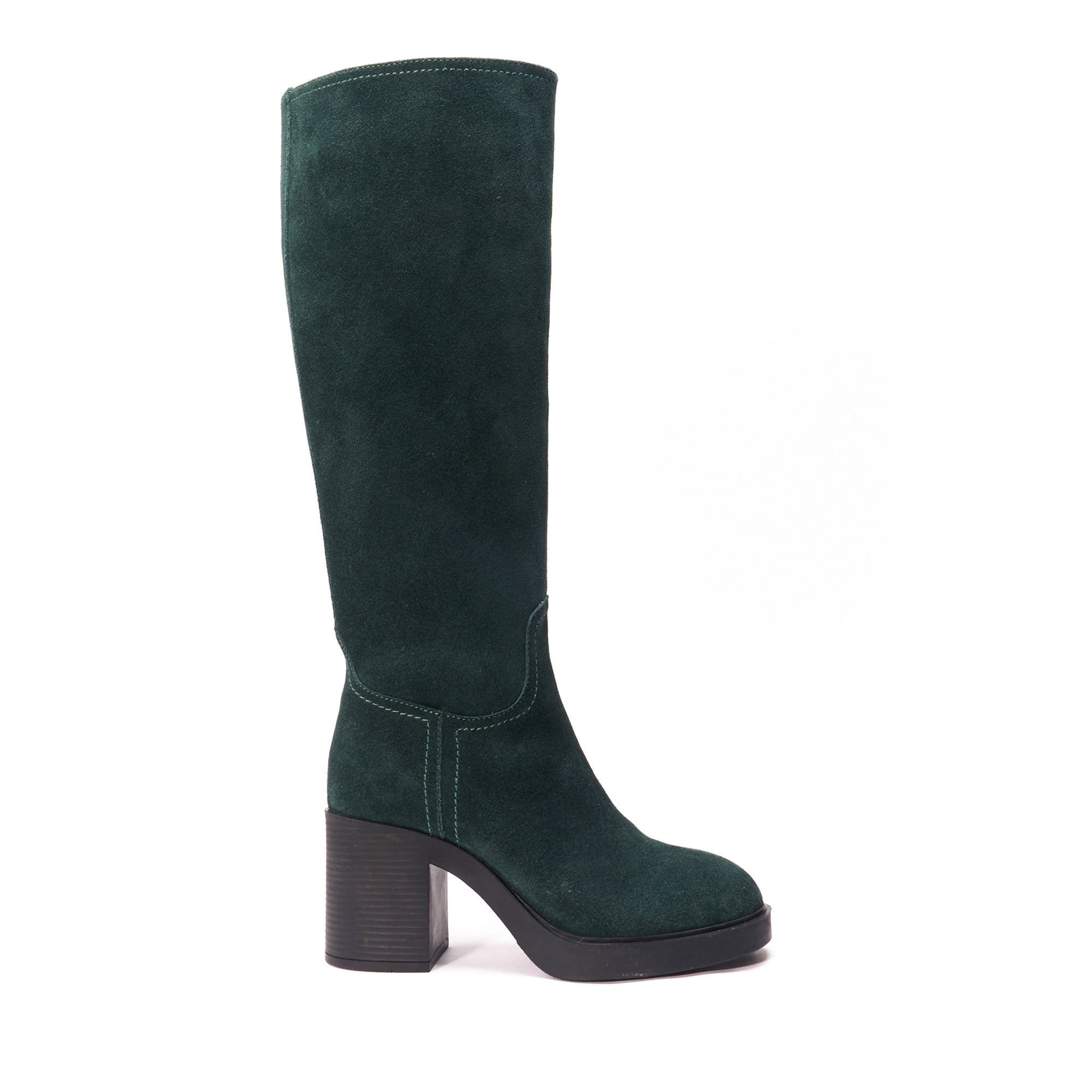 HEELED KNEE HIGH TUBULAR BOOT GREEN
