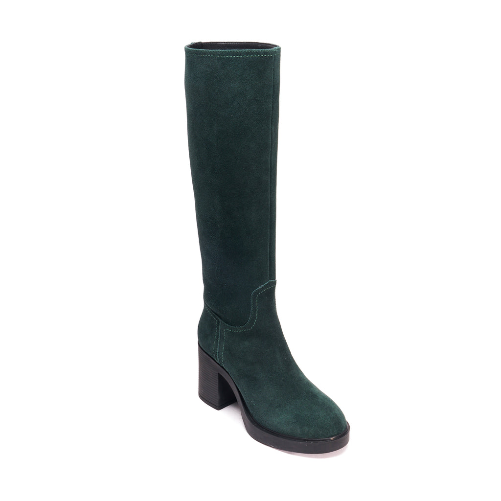 HEELED KNEE HIGH TUBULAR BOOT GREEN