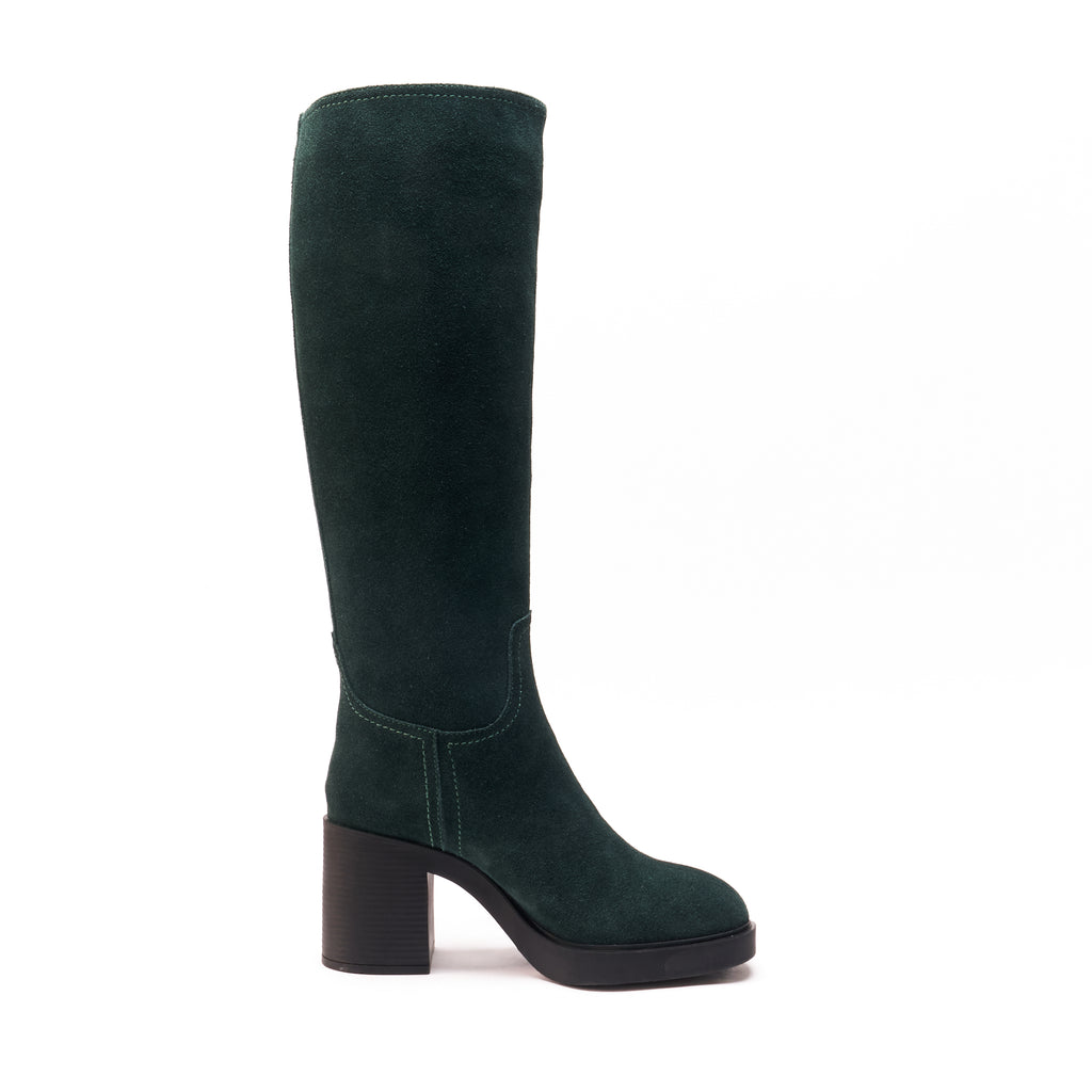 HEELED KNEE HIGH TUBULAR BOOT GREEN