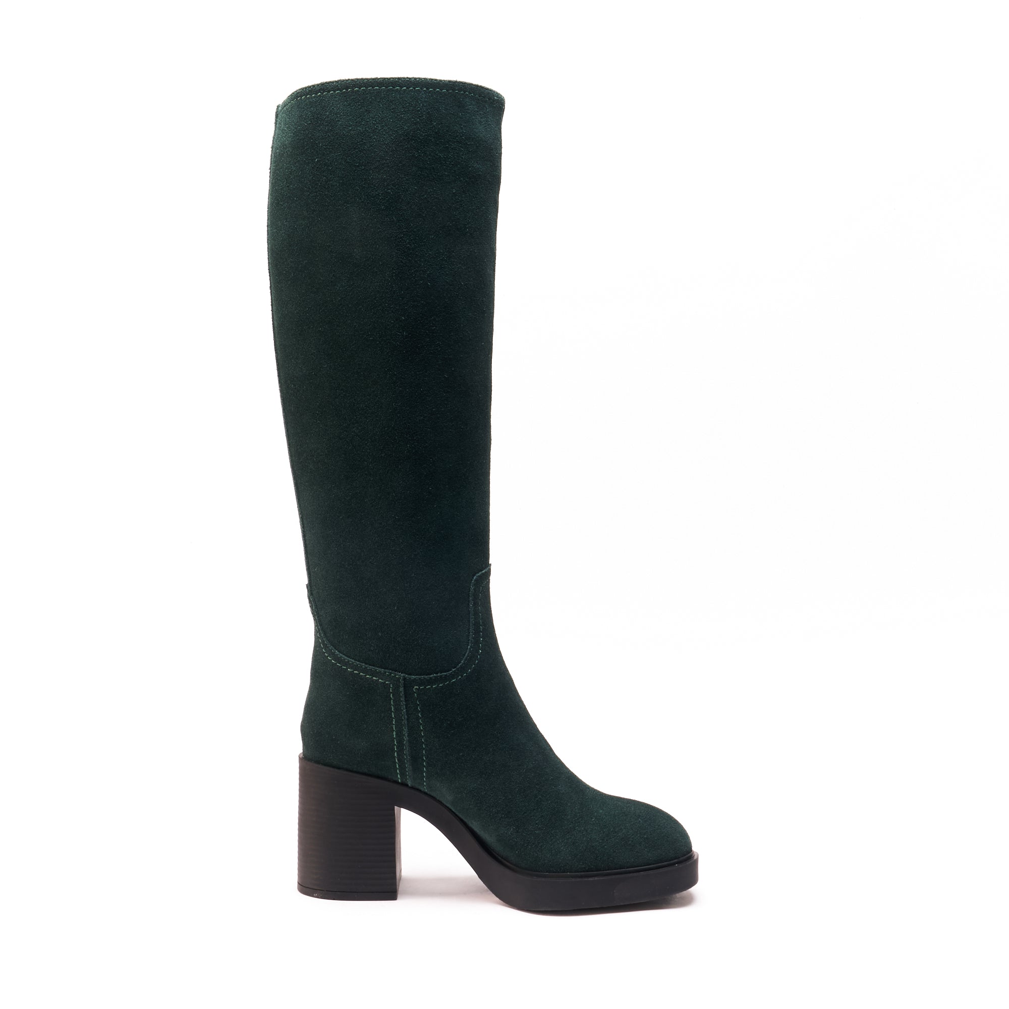 HEELED KNEE HIGH TUBULAR BOOT GREEN