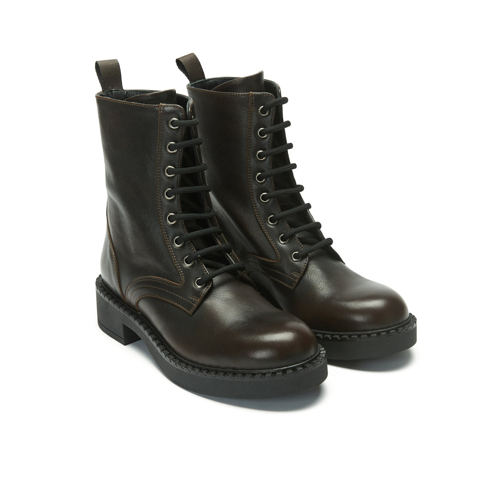 DERBY LACE-UP BOOT DARK BROWN