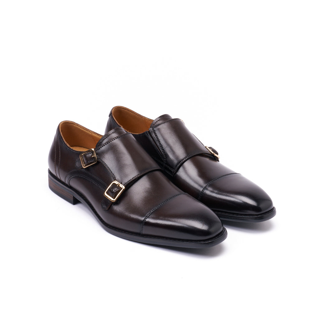 STRAIGHT CAP MONK STRAP DARK BROWN