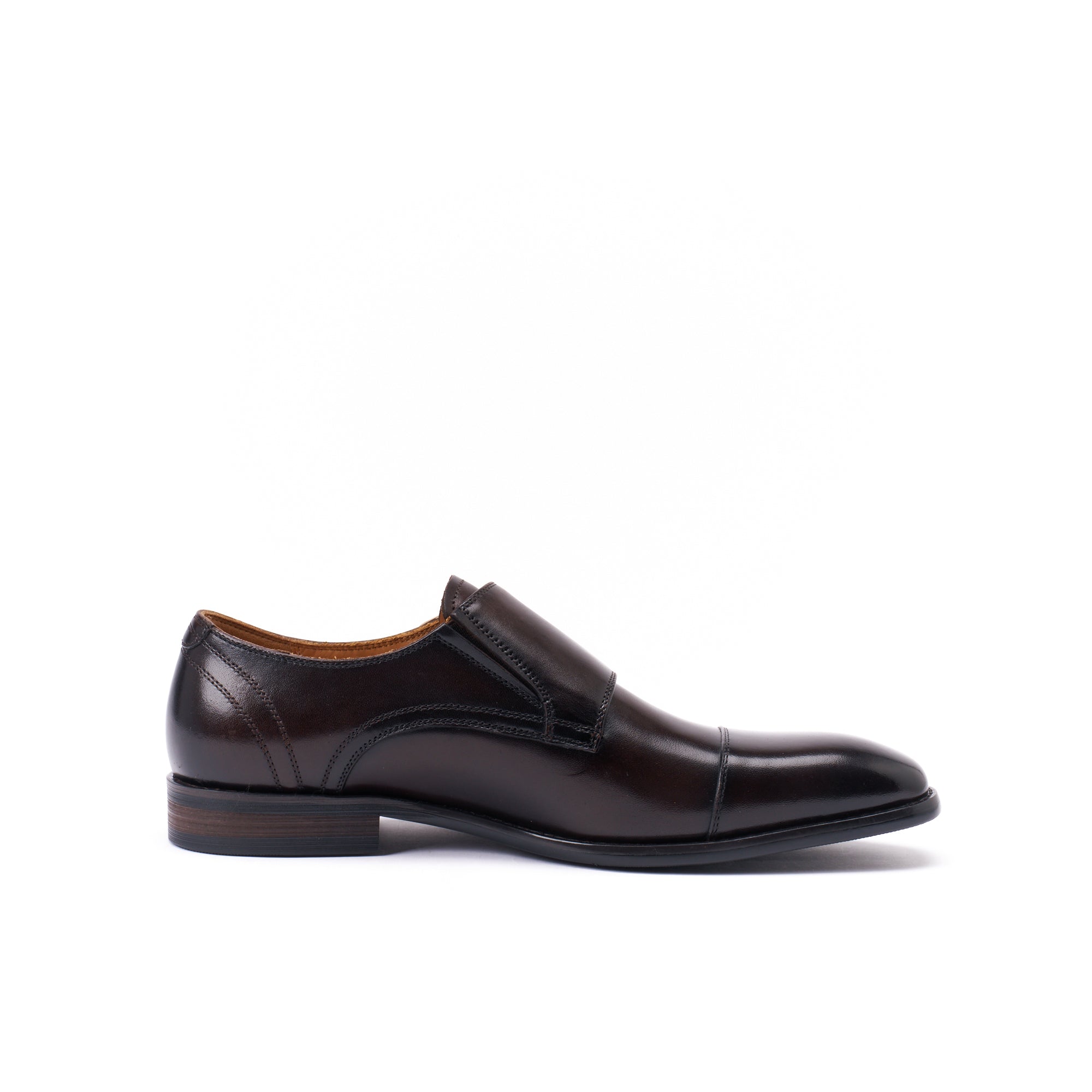 STRAIGHT CAP MONK STRAP DARK BROWN