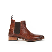 Load image into Gallery viewer, Chelsea boot brandy brown crocodile
