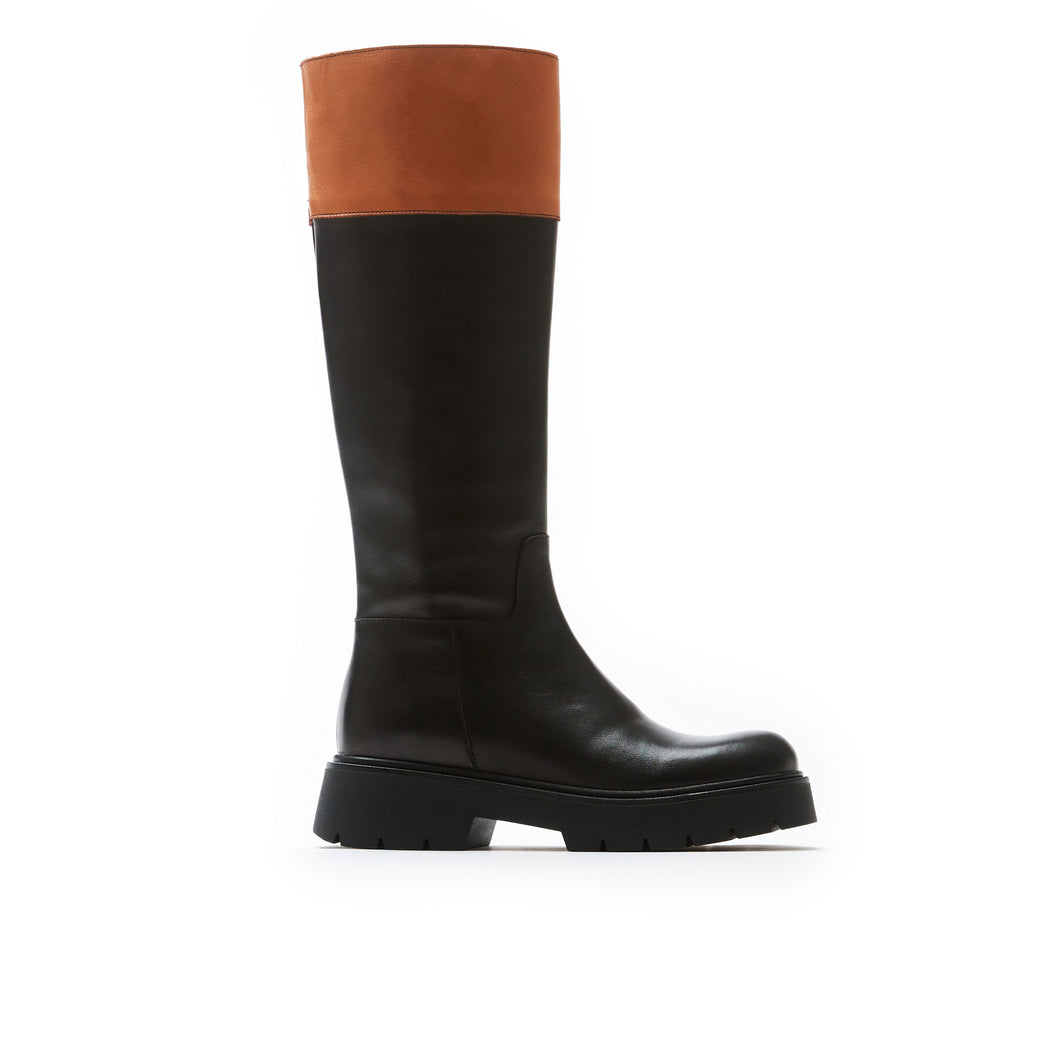 High boot black & whisky brown